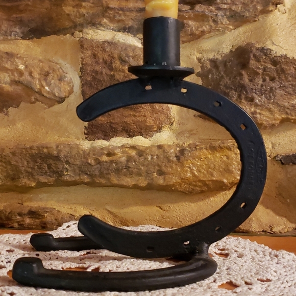 Cast Iron Horseshoe Candle Holder - Picture 2 of 5